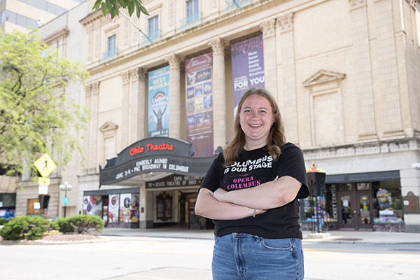 Kelse Moore standing outside of Ohio Theatre