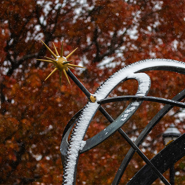 The sundial on a snowy day