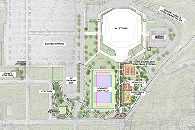 Rendering of Millett multi-use sports fields and amenities (courtesy of The Kleingers Group)
