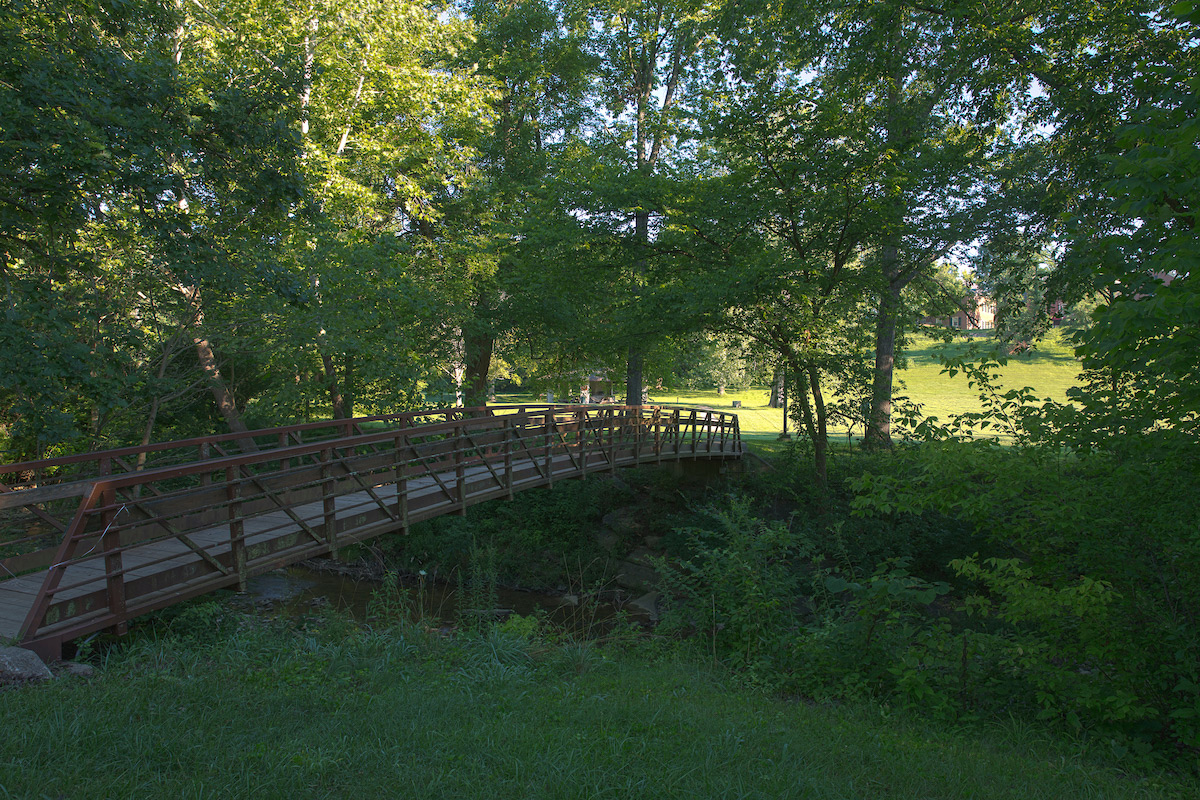 Pedestrian bridge on campus.