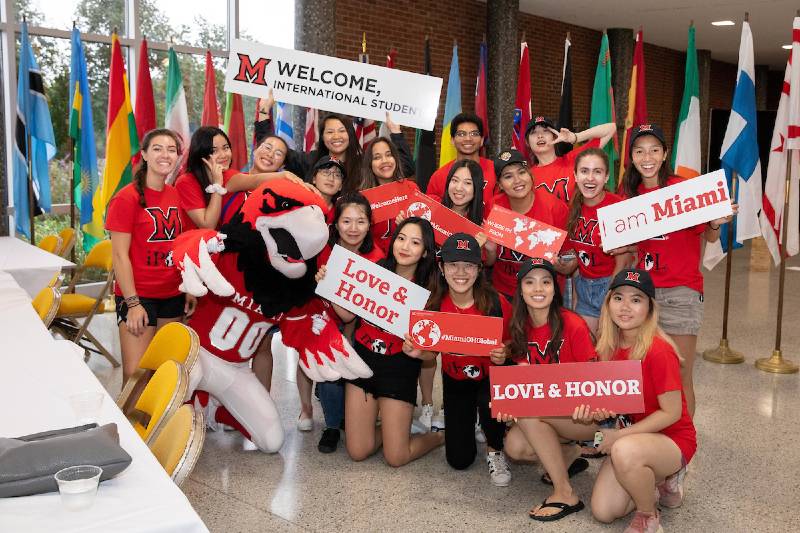 International students with flags