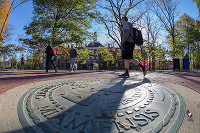 Miami University seal at the heart of the Oxford campus