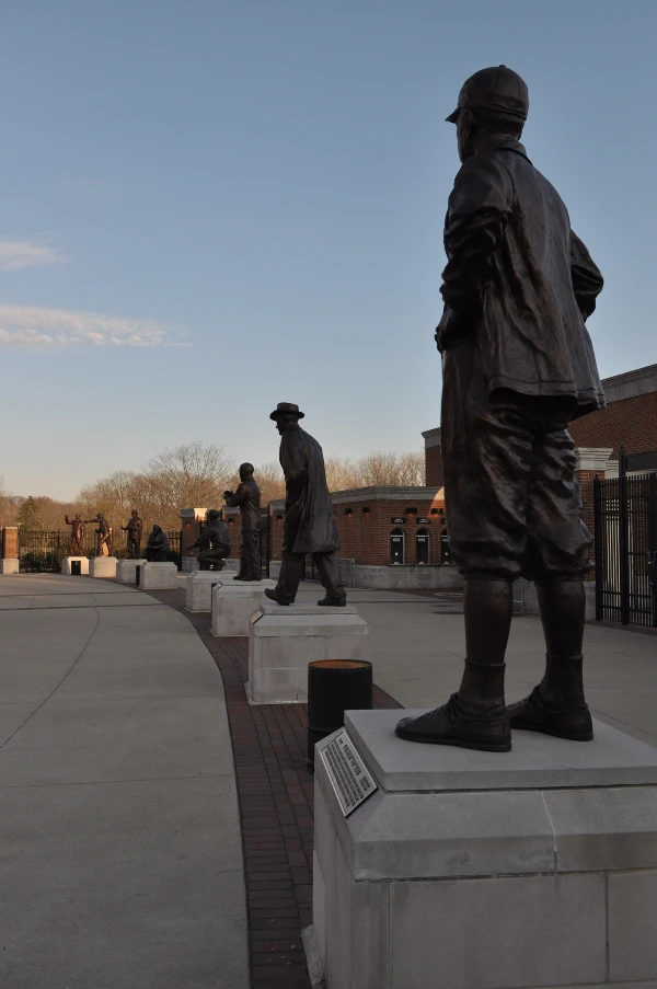 cradle of coaches statues outside of yager stadium