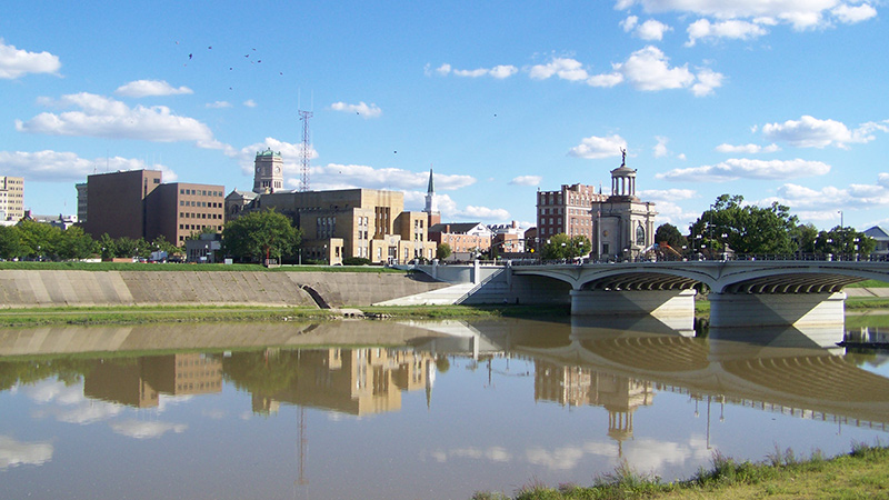 view of downtown Hamilton from the river