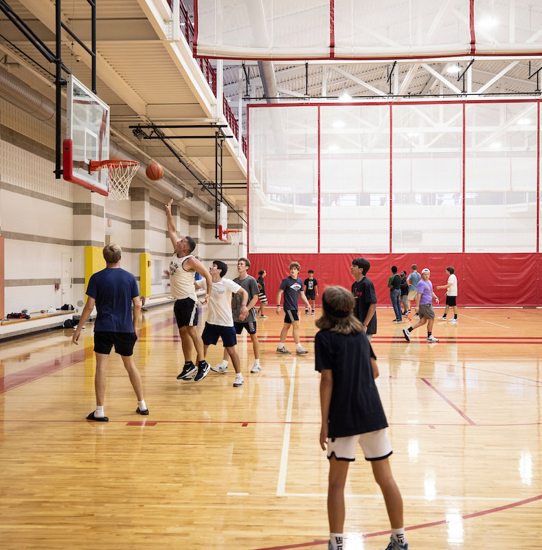 first year students playing basketball