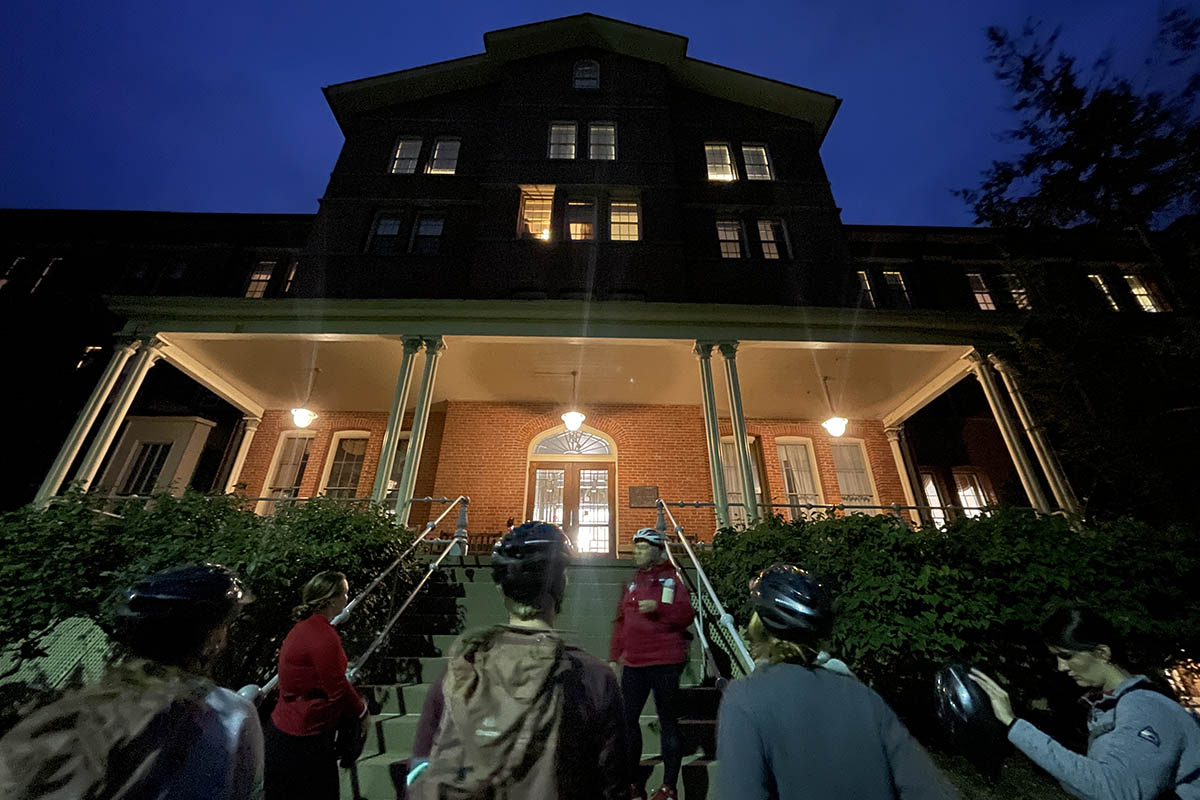 residence hall at night