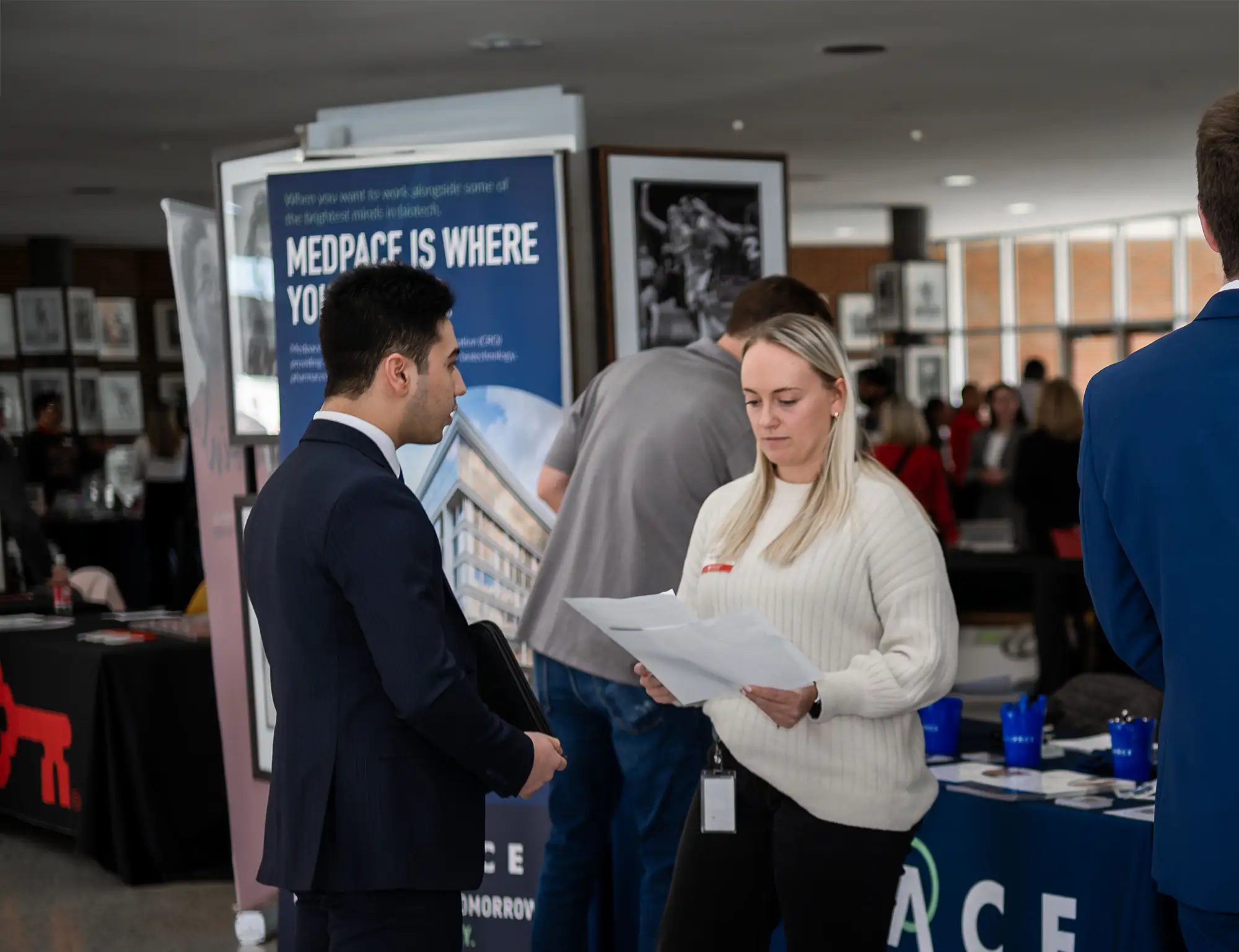 A Medpace recruiter reviews a Miami student's resume