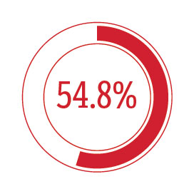 Donut chart showing 54.8%