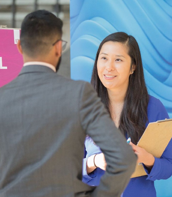 Female student at a Career Fair