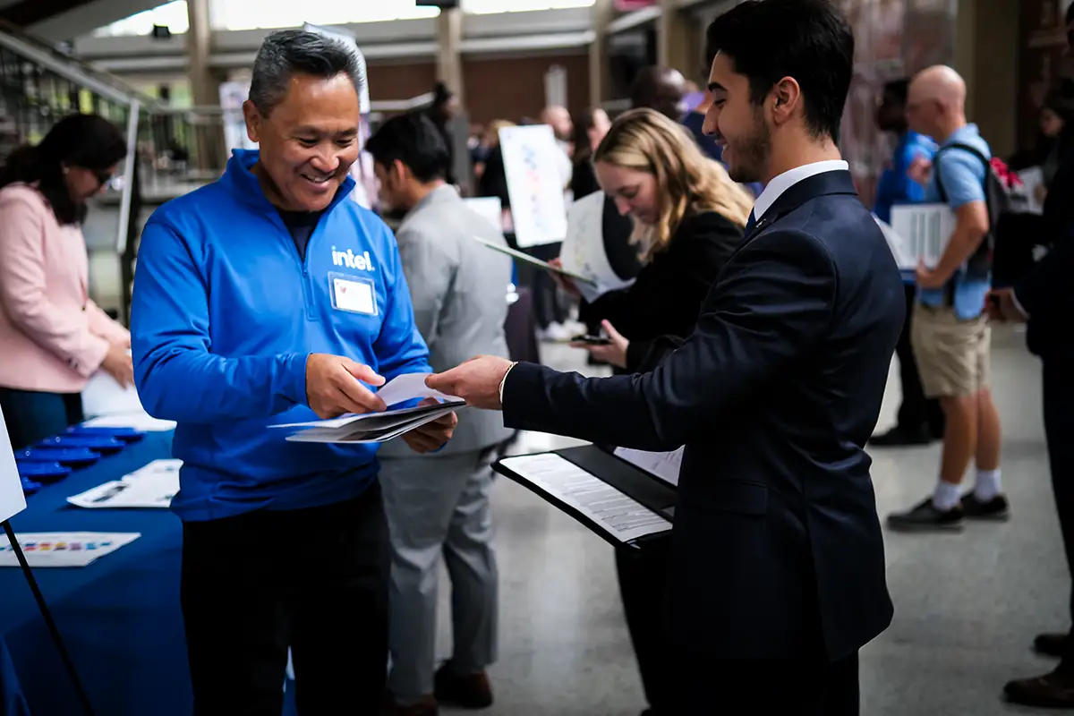 Students talking at a Career Fair