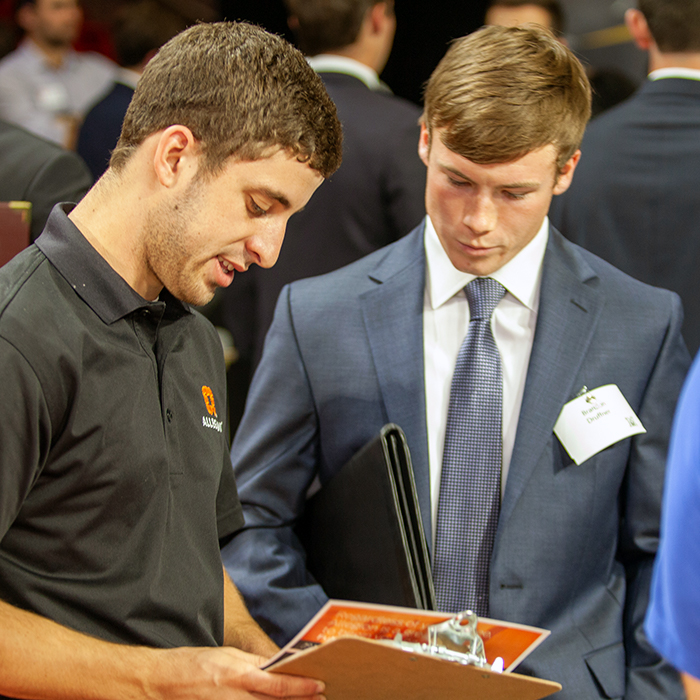 Two male students talking