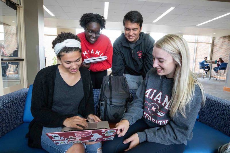 Students studying together in the Engineering Building