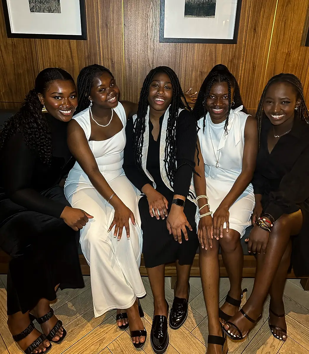 Students dressed up for dinner at a nice restaurant in Luxembourg