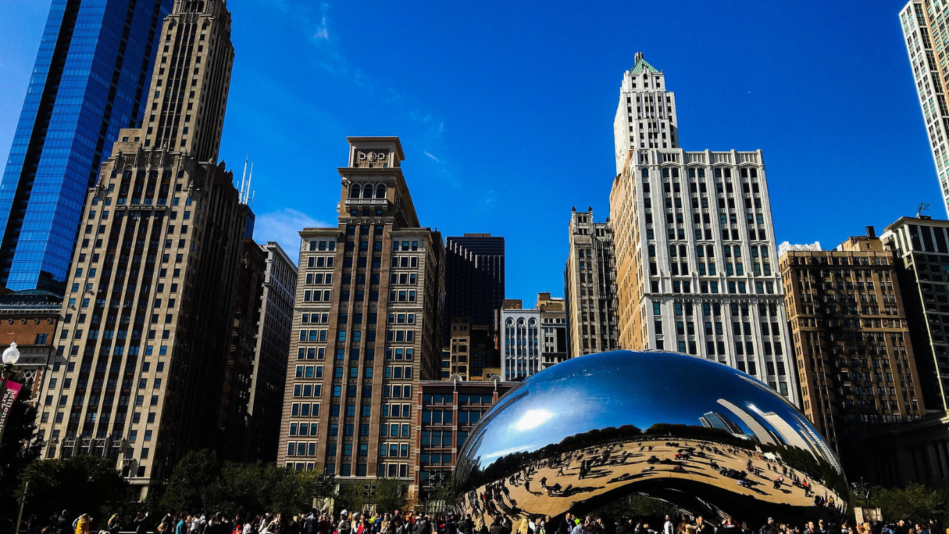 Downtown Chicago and the big bean.