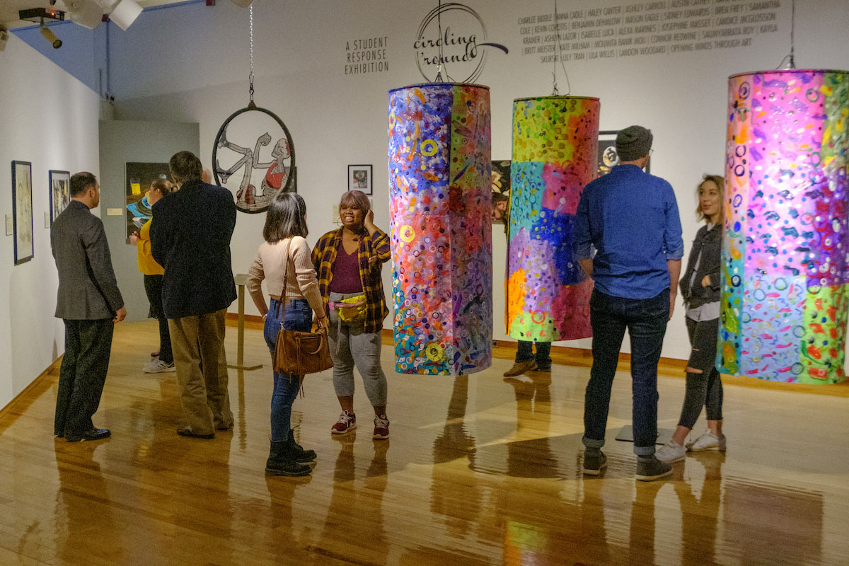 Students at the art museum viewing the art.