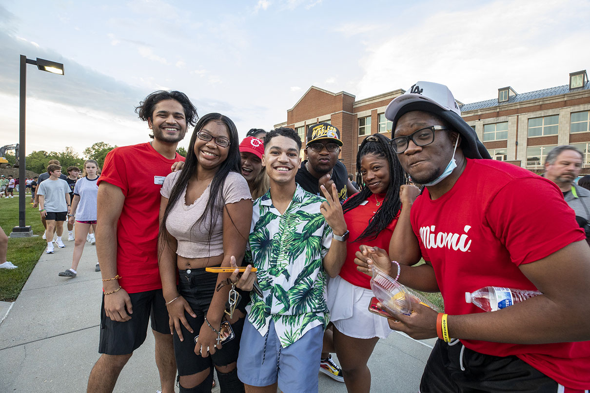 Students participating in the welcome home event.