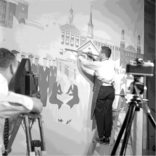 Old photograph of the Fulwider Dellaria mural.