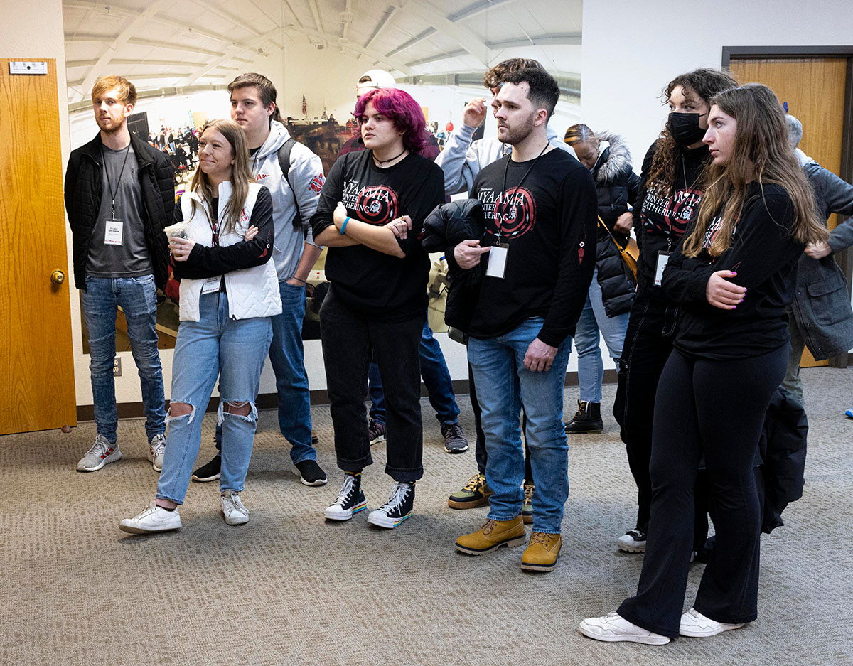 Miami students on a tour of the Miami Tribe of Oklahoma's headquarters during the Winter Gathering