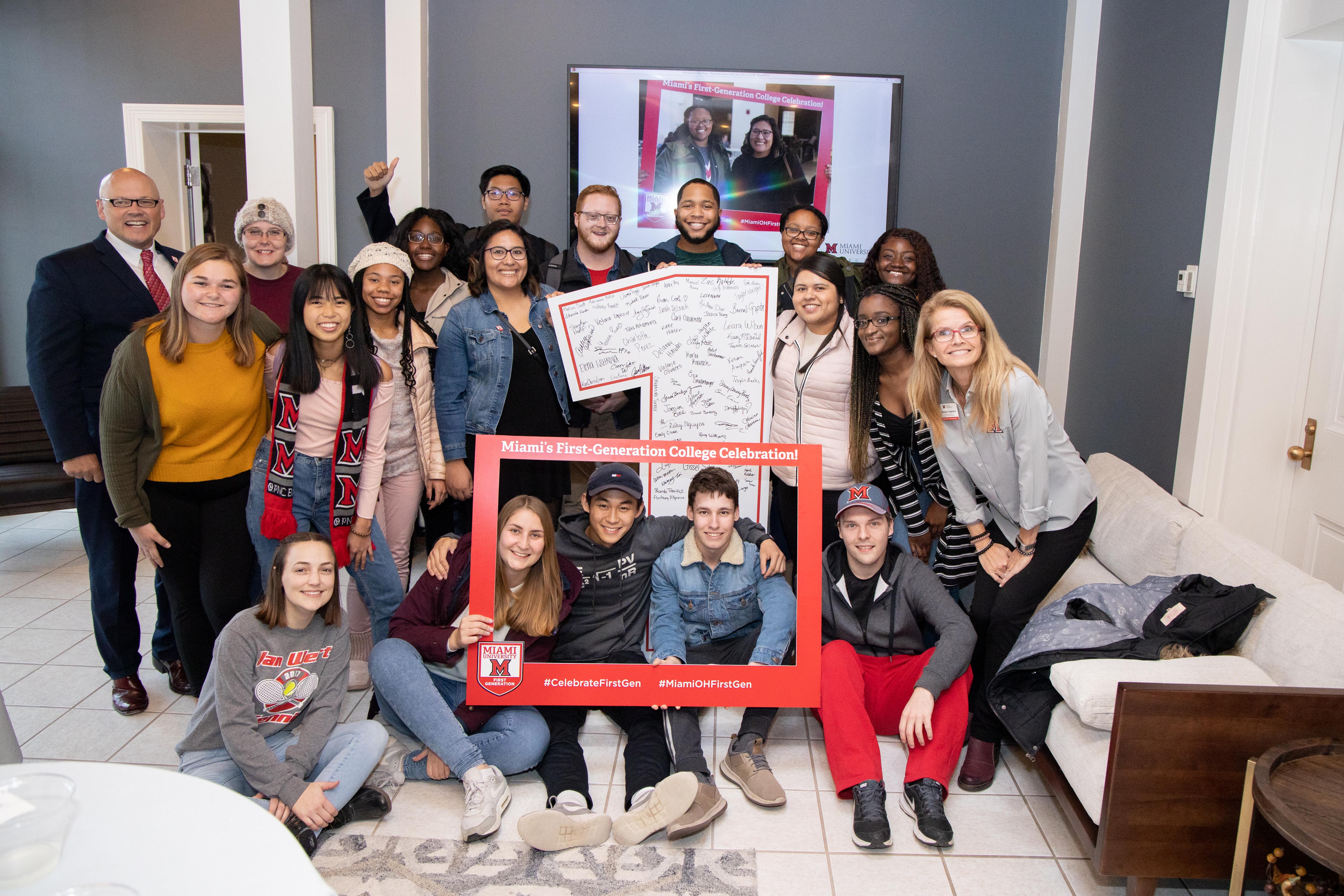 First-gen students pose with Dr. Crawford.