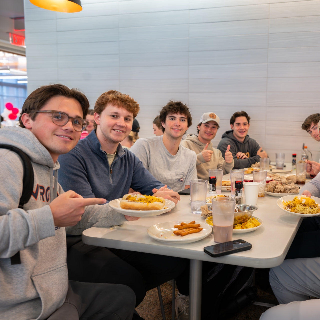 students eating at garden dining commons