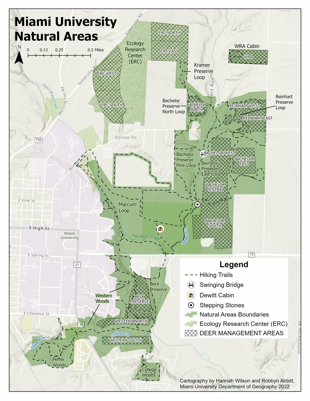 Miami University Natural Areas Map, as described above