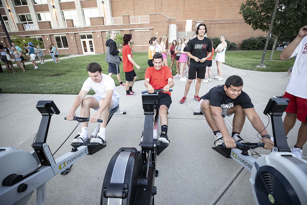 Students participating in recreational games on the field