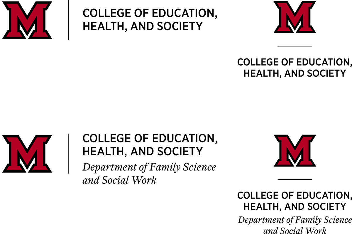 Beveled M with the division and department name locked up either to the right or below. Separated by a line.