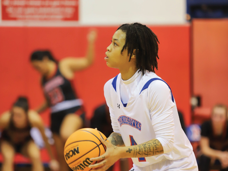 Middletown Women's basketball player shooting a free throw.