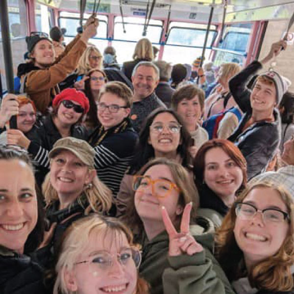 Students take a gondola ride while in the Swiss Alps.
