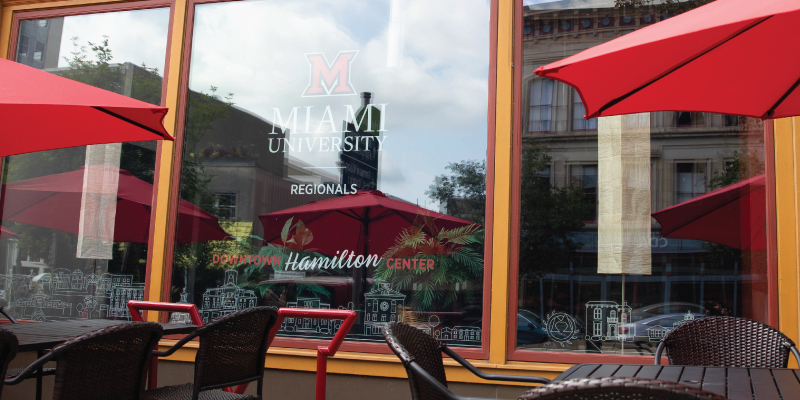 Exterior of the Downtown Hamilton building.