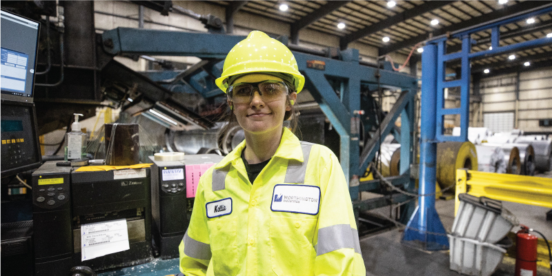 Kellie a student employee at Worthington Steel and a student in the Work+ program.