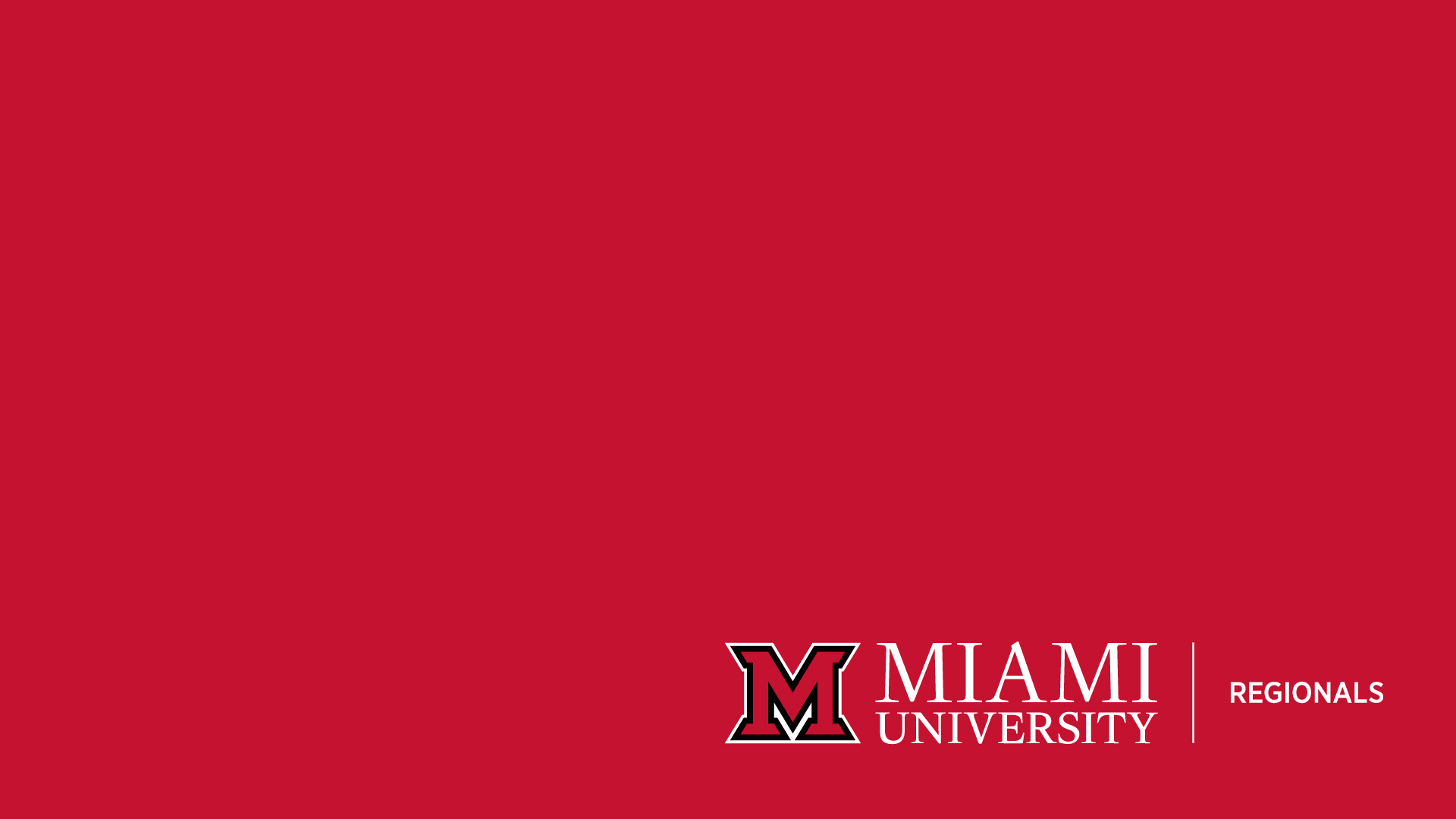 Red background with the Miami Regionals logo in the right corner. 