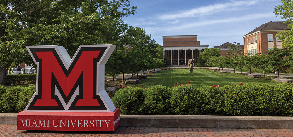 Large Miami M on campus