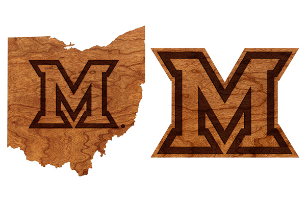 Miami University Wooden Beveled M; Miami University Wooden Ohio Board