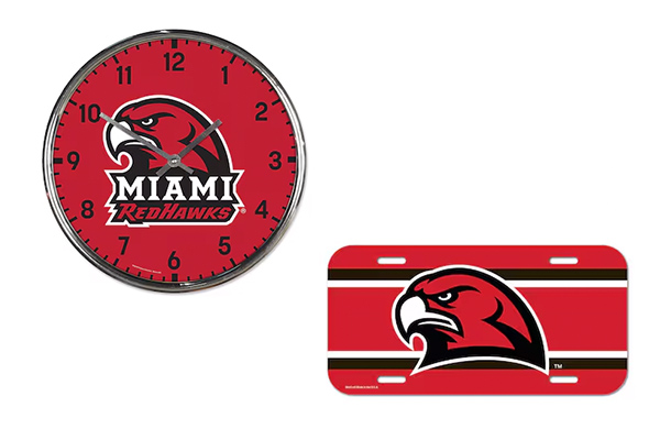 Miami University Redhawks Red Clock; Miami University Hawkhead Front License Plate