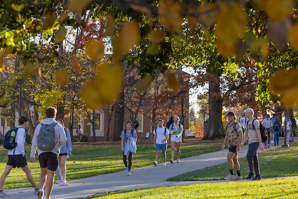 Students walking on campus